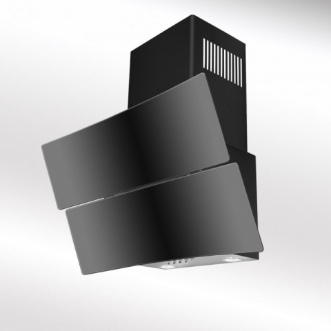 Luxair 60cm Angled Black Glass Hood 