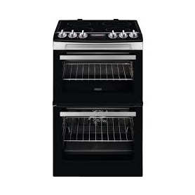 Zanussi ZCV46250XA 55cm Electric Double Oven Cooker with Ceramic Hob Stainless Steel